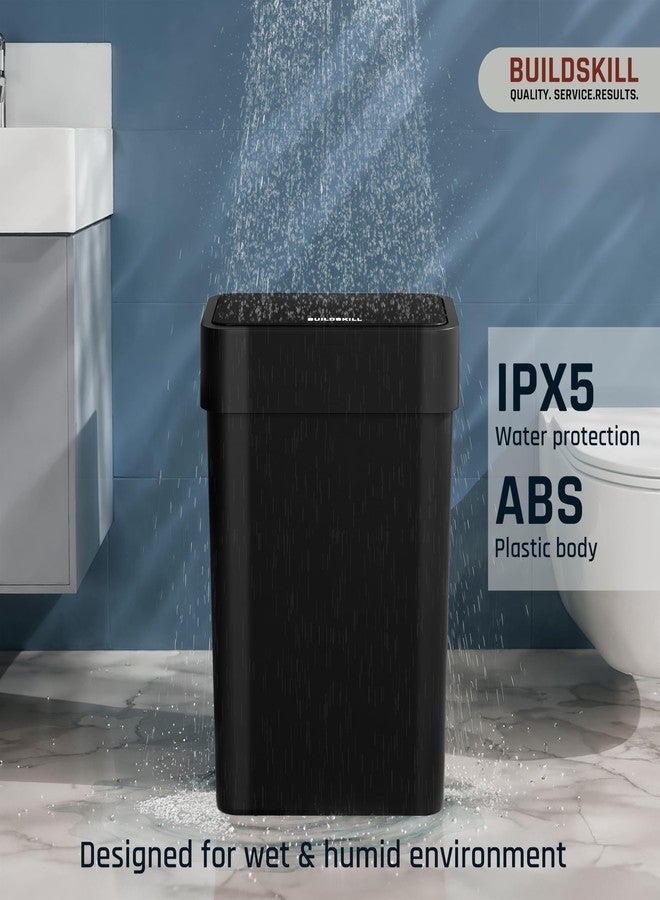 BUILDSKILL سلة مهملات ذكية من BUILDSKILL بسعة 9 لترات مزودة بمستشعر | مقاومة للماء بمعيار IPX5 | قفل للروائح بزاوية 360 درجة | إغلاق وفتح سلس | هيكل من مادة ABS | حجم صغير | مريحة وصحية | سلة مهملات ذكية بدون لمس للمنزل (أسود) - Image 2